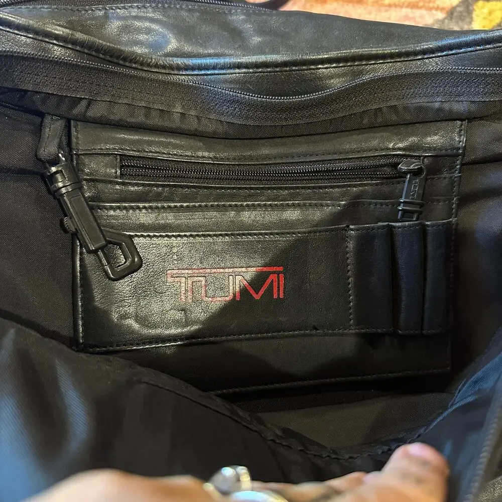 TUMI Genuine Leather Black Laptop Briefcase 17